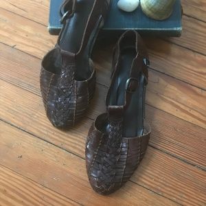 Vintage Brown Leather Mary Jane Flats